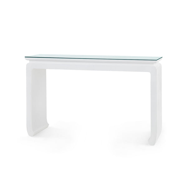 Elina Console with Glass Top, Vanilla