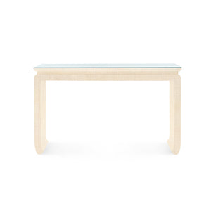 Elina Console with Glass Top, Natural Twill