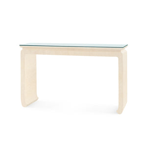 Elina Console with Glass Top, Natural Twill