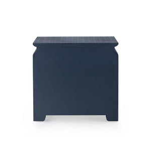 Elina 3-Drawer Side Table, Modern Lacquered Linen in Storm Blue-Blue Hand Home