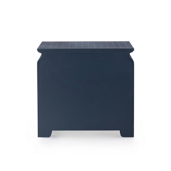 Elina 3-Drawer Side Table, Modern Lacquered Linen in Storm Blue-Blue Hand Home
