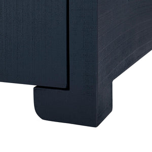 Elina 3-Drawer Side Table, Modern Lacquered Linen in Storm Blue-Blue Hand Home