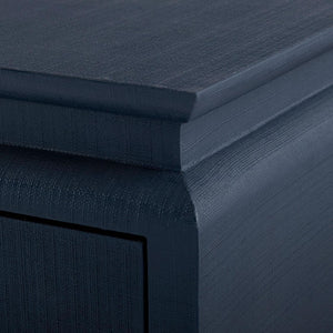 Elina 3-Drawer Side Table, Modern Lacquered Linen in Storm Blue-Blue Hand Home