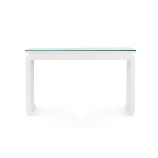 Elina Console with Glass Top, Vanilla-Blue Hand Home