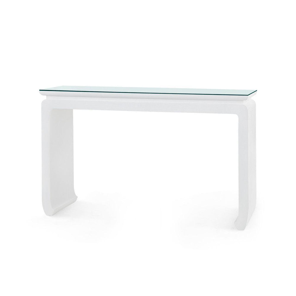 Elina Console with Glass Top, Vanilla-Blue Hand Home