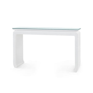 Elina Console with Glass Top, Vanilla-Blue Hand Home