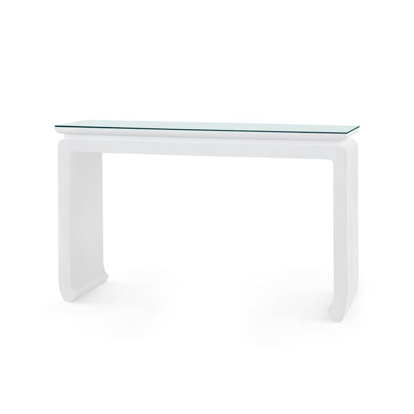Elina Console with Glass Top, Vanilla-Blue Hand Home