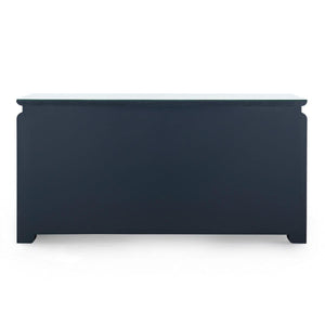 Elina Extra Large 6-Drawer Console with Glass Top, Storm Blue-Blue Hand Home