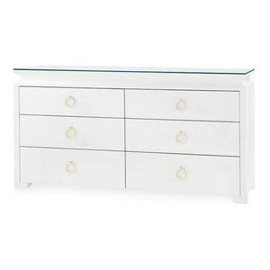 Elina Extra Large 6-Drawer with Glass Top, Vanilla-Blue Hand Home