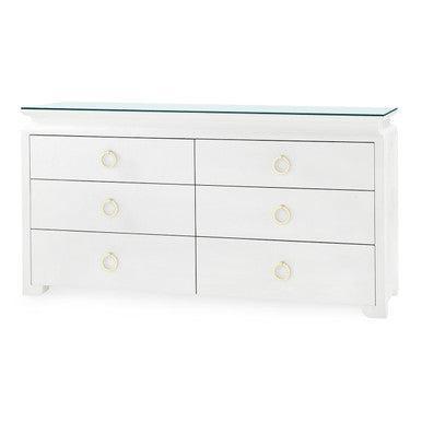 Elina Extra Large 6-Drawer with Glass Top, Vanilla-Blue Hand Home
