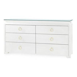 Elina Extra Large 6-Drawer with Glass Top, Vanilla-Blue Hand Home