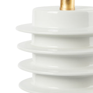 Elektra Lamp with Shade 17-inch White Linen, with Gold, Cool White