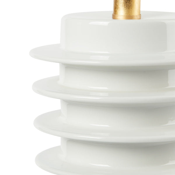 Elektra Lamp with Shade 17-inch White Linen, with Gold, Cool White