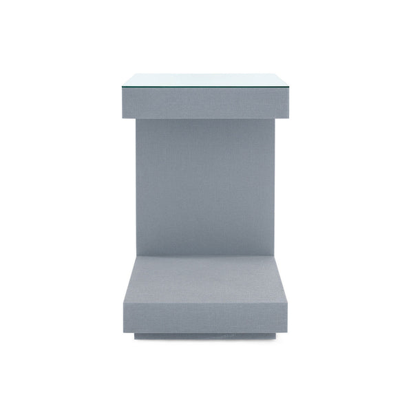 Essential Side Table with Glass Top, Winter Gray