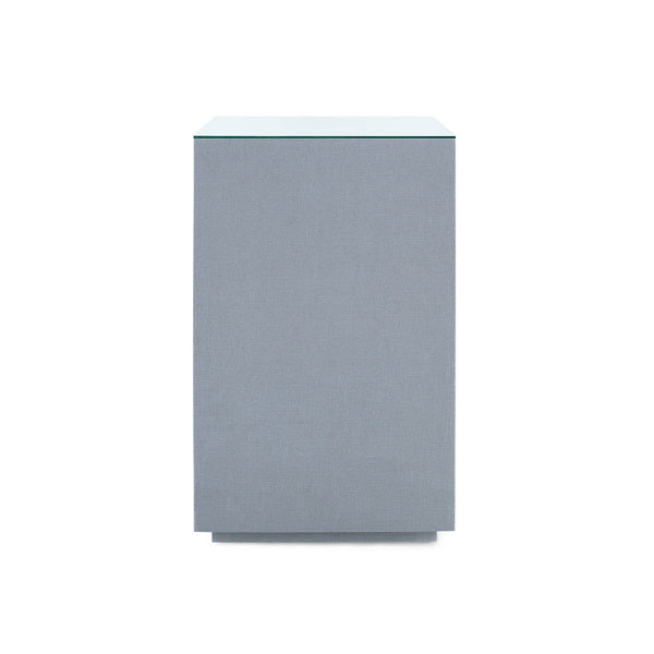 Essential Side Table with Glass Top, Winter Gray