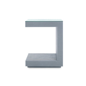 Essential Side Table with Glass Top, Winter Gray