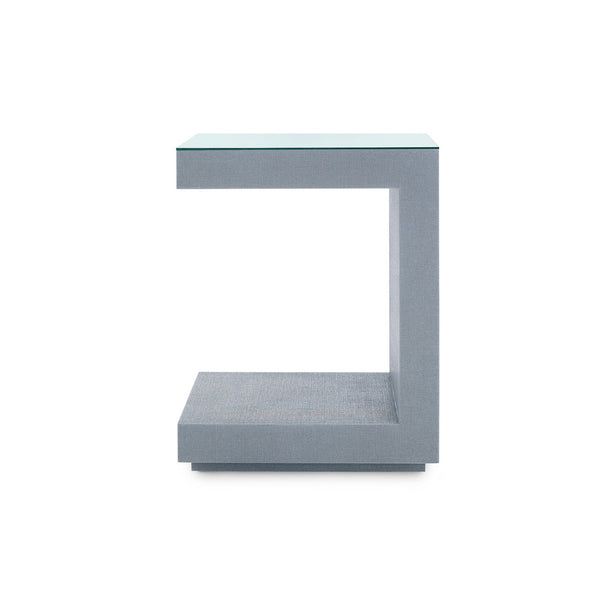 Essential Side Table with Glass Top, Winter Gray