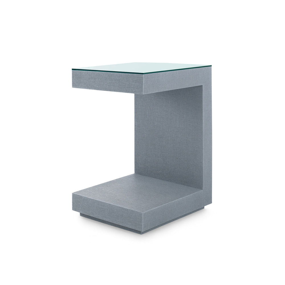 Essential Side Table with Glass Top, Winter Gray-Blue Hand Home
