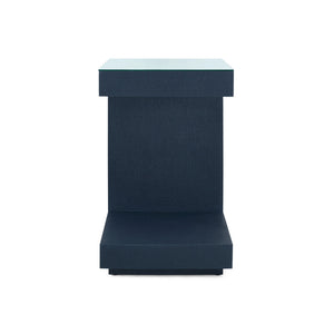 Essential Side Table with Glass Top, Blue Steel