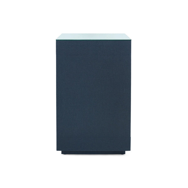 Essential Side Table with Glass Top, Blue Steel
