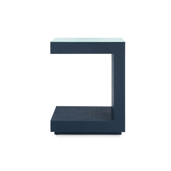 Essential Side Table with Glass Top, Blue Steel