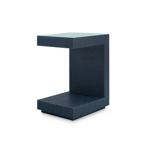 Essential Side Table with Glass Top, Winter Gray
