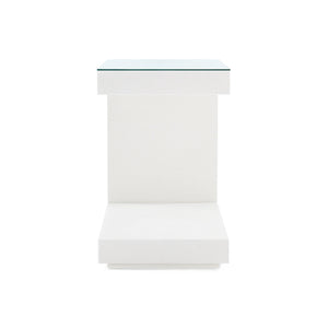 Essential Side Table with Glass Top, Chiffon White