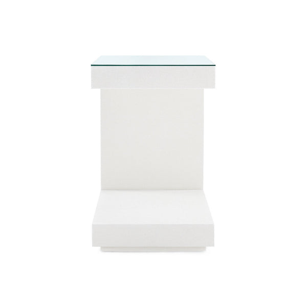Essential Side Table with Glass Top, Chiffon White