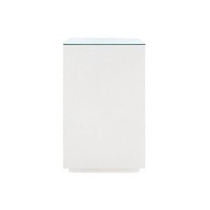 Essential Side Table with Glass Top, Chiffon White