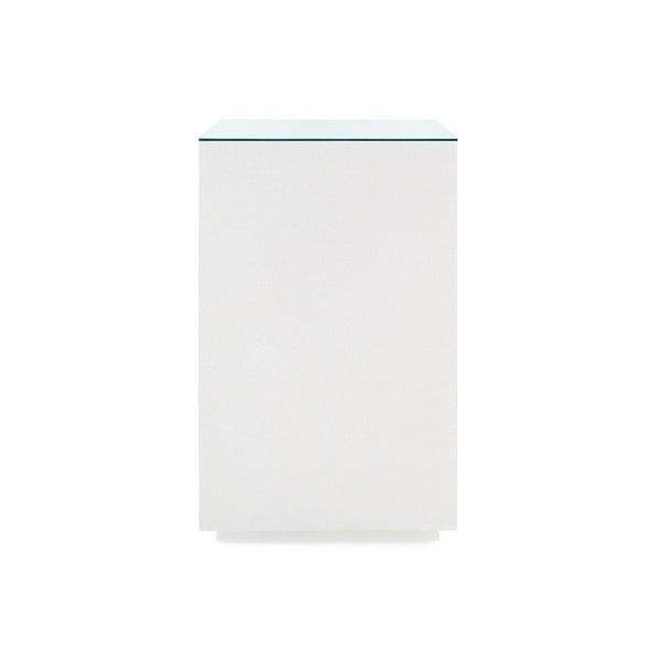 Essential Side Table with Glass Top, Chiffon White