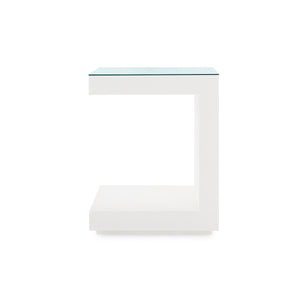 Essential Side Table with Glass Top, Chiffon White