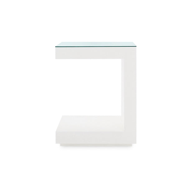 Essential Side Table with Glass Top, Chiffon White