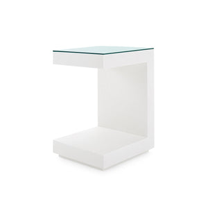 Essential Side Table with Glass Top, Chiffon White
