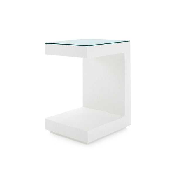 Essential Side Table with Glass Top, Chiffon White
