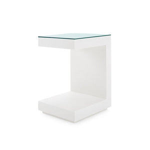 Essential Side Table with Glass Top, Winter Gray