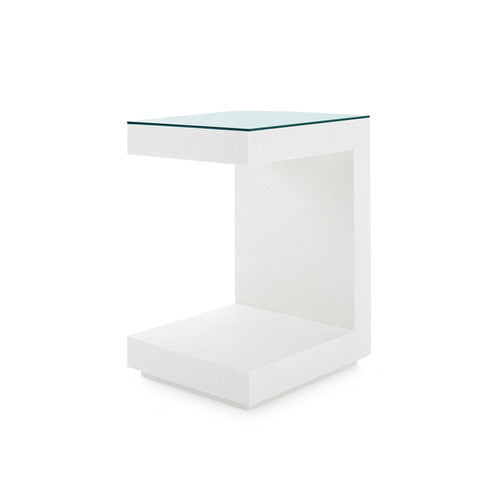 Essential Side Table with Glass Top, Winter Gray