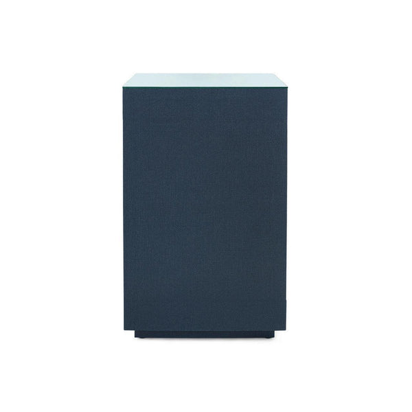 Essential Side Table with Glass Top, Blue Steel