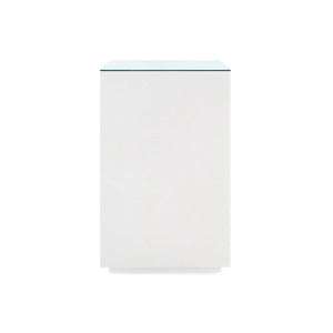 Essential Side Table with Glass Top, Chiffon White-Blue Hand Home