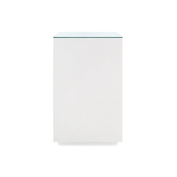 Essential Side Table with Glass Top, Chiffon White-Blue Hand Home