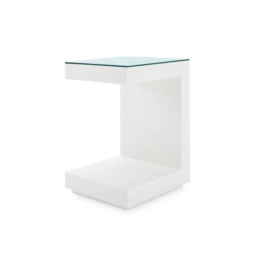 Essential Side Table with Glass Top, Winter Gray-Blue Hand Home