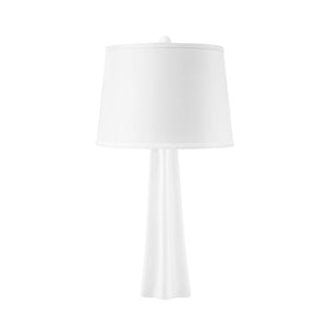 Estrella Lamp with Shade 14-inch White Linen, Nickel, Plaster White