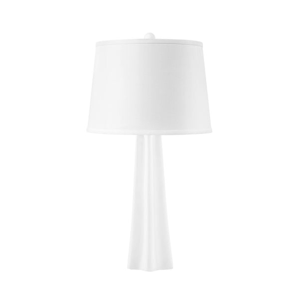 Estrella Lamp with Shade 14-inch White Linen, Nickel, Plaster White