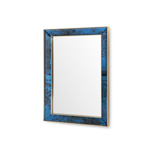 Etienne Mirror in Antique Midnight Blue with Brass Accents
