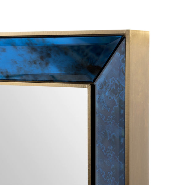 Etienne Mirror in Antique Midnight Blue with Brass Accents