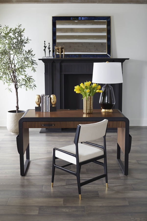Etienne Mirror in Antique Midnight Blue with Brass Accents