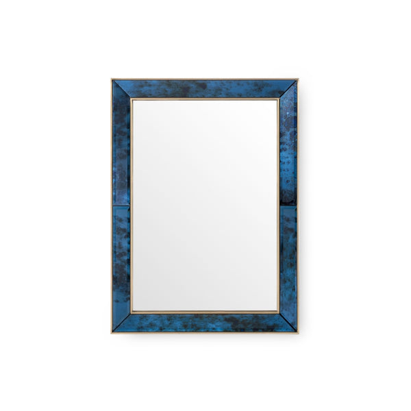 Etienne Mirror in Antique Midnight Blue with Brass Accents