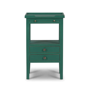 Eton 2 Drawer Side Table w/ Pull Out Shelf-Blue Hand Home