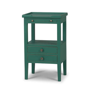 Eton 2 Drawer Side Table w/ Pull Out Shelf-Blue Hand Home