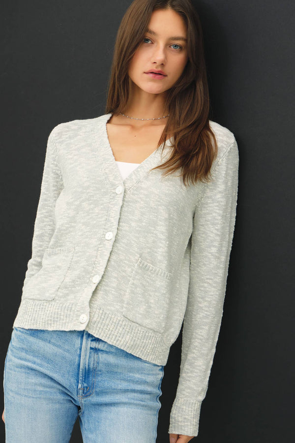 Cotton Slub Button Up Cardigan-Blue Hand Home