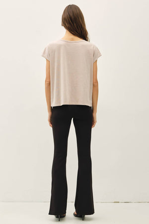 Garment Dye Oversize Cut Split-V Cotton Slub Tee-Blue Hand Home